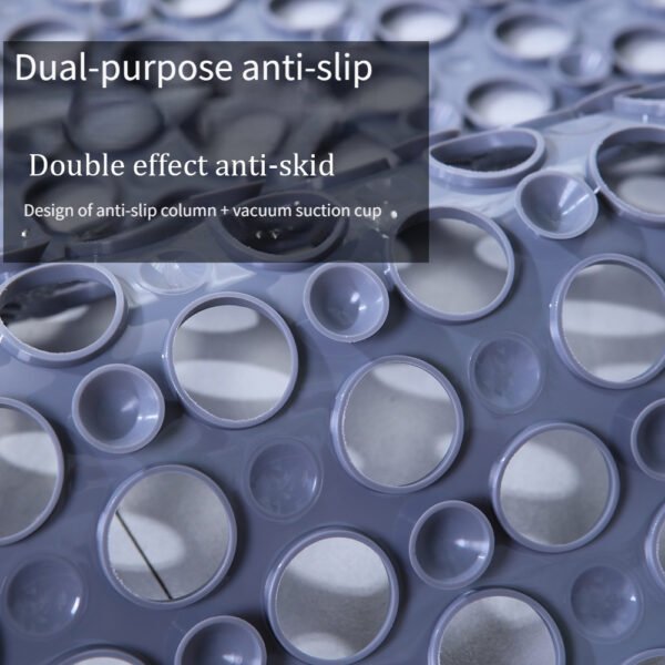 Anti Slip Bathroom Mat With Suction Cup, Quick Drying Shower Mat With Circular Hole Design, Massage Ring, Perfect For your home spa -16.93x29.53 Inches, Gray, 