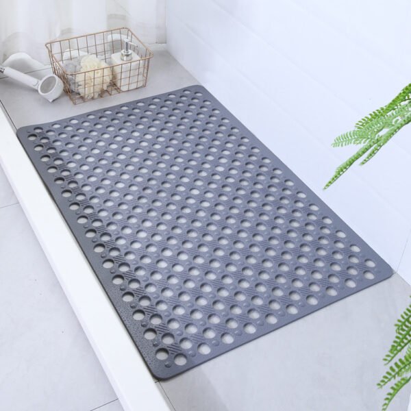 Anti Slip Bathroom Mat With Suction Cup, Quick Drying Shower Mat With Circular Hole Design, Massage Ring, Perfect For your home spa -16.93x29.53 Inches, Gray, 