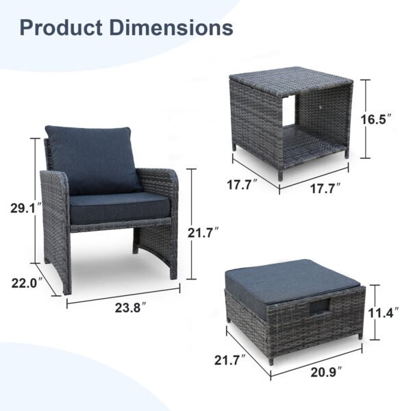 5 Pieces Wicker Furniture Set