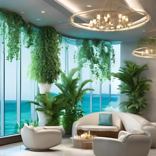 Relaxing spa waiting area